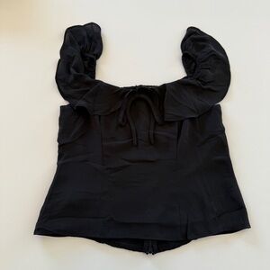 Loft- Romantic Black Tank- Ruffles-Lace- Zip- Size 4